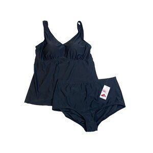 Blair Black Tankini Set With Built-In Bra & High- Swim Bottoms Sz 16/20 - New